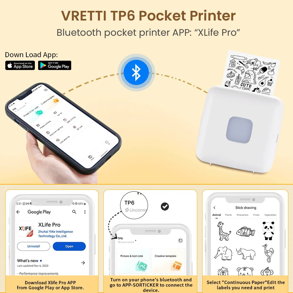 TP6 Pocket Sticker Printer,Portable