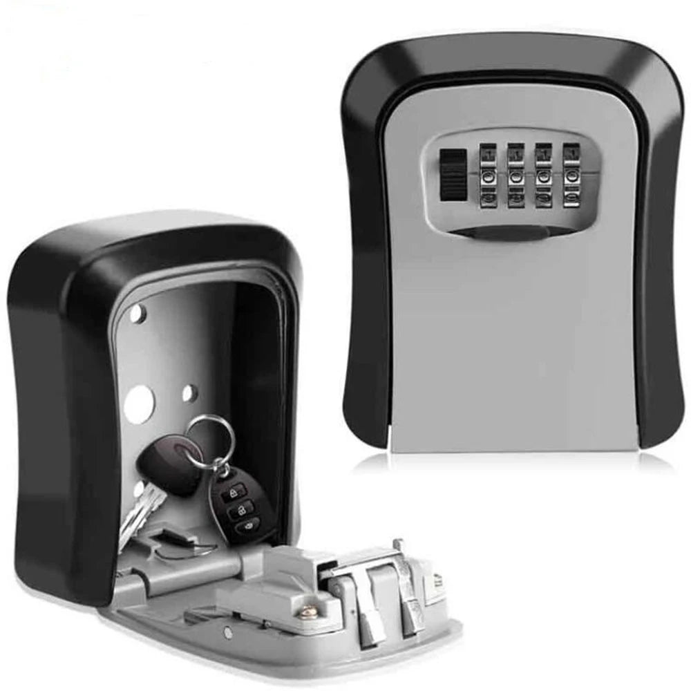 4 Digit Combination Key Lock Box Aluminum Wall Mounted Key Lockbox
