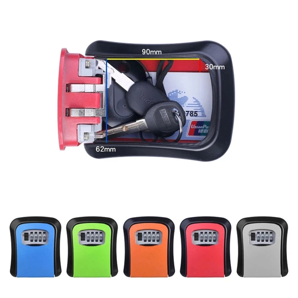 4 Digit Combination Key Lock Box Aluminum Wall Mounted Key Lockbox