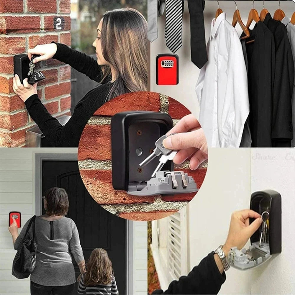 4 Digit Combination Key Lock Box Aluminum Wall Mounted Key Lockbox