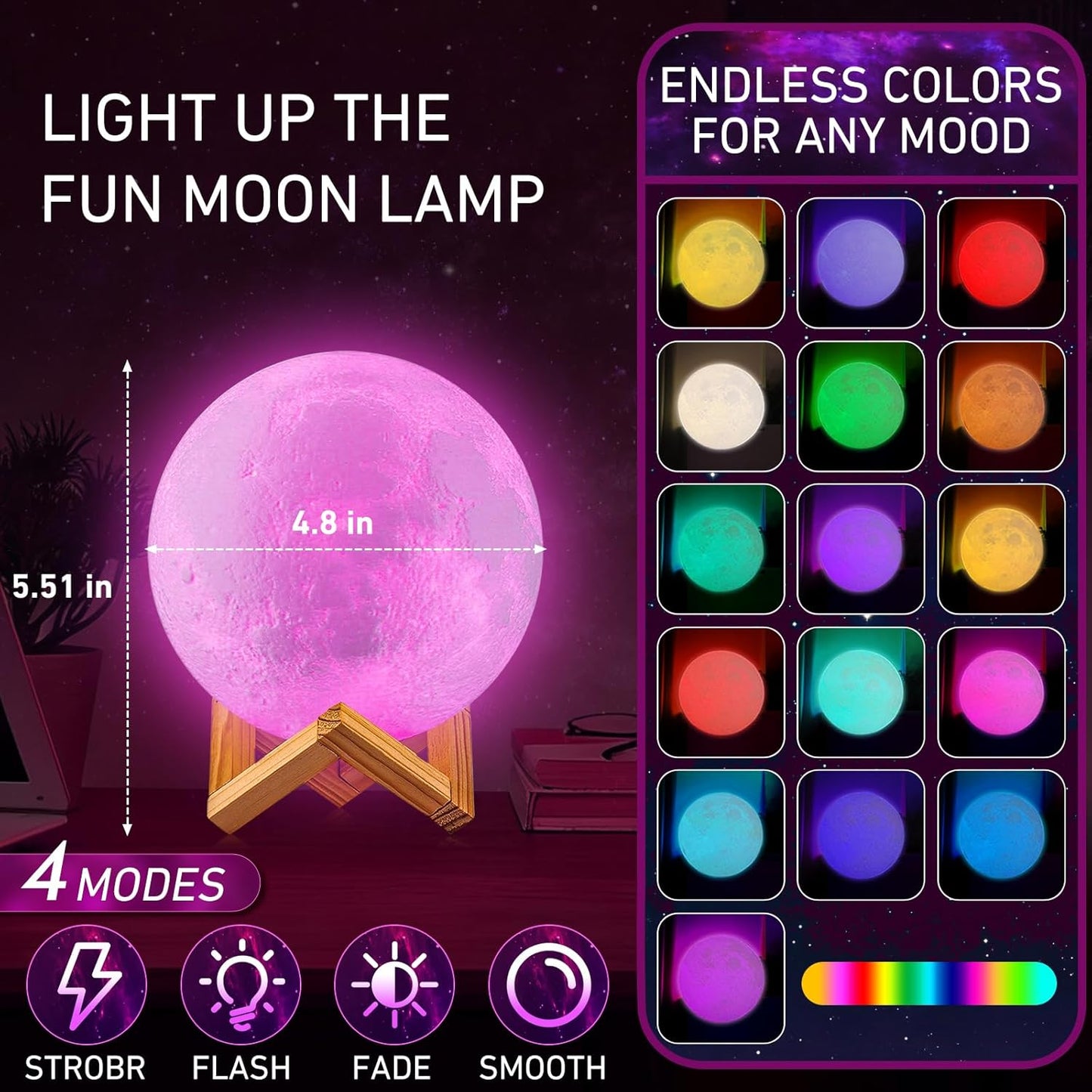 Moon Lamp- 16 Colors LED 