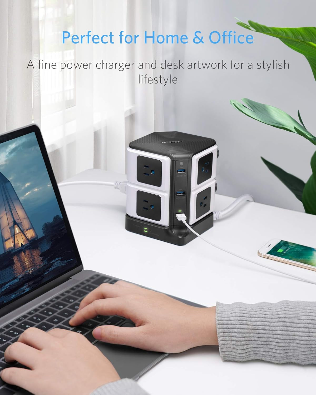 Power Tower with USB 8-Outlet 