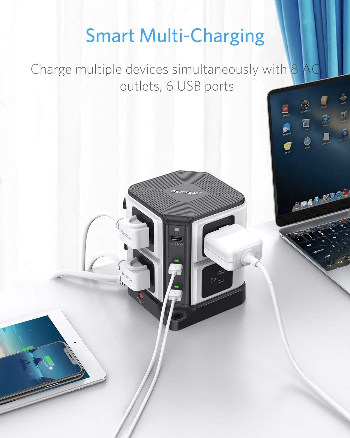 Power Tower with USB 8-Outlet 